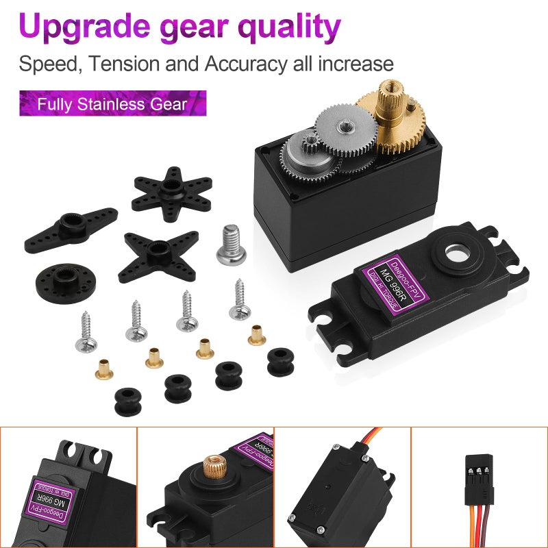 Deegoo-FPV Deegoo [4-Pack] MG996R 55g Metal Gear Torque Digital Servo Motor for Futaba JR RC Helicopter Car Boat Robot - Image 2